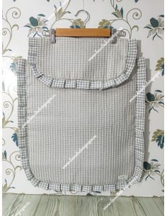 Colcha Capazo Universal Waffle Gris Volante Vichy Gris Cuadros-P