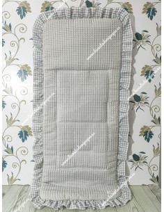 Bolso panera Cremallera y Funda Universal Waffle Gris combinado en Volante con Vichy Gris Cuadros-P 2