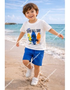 Conjunto Bermuda Surf Blanco-Azul