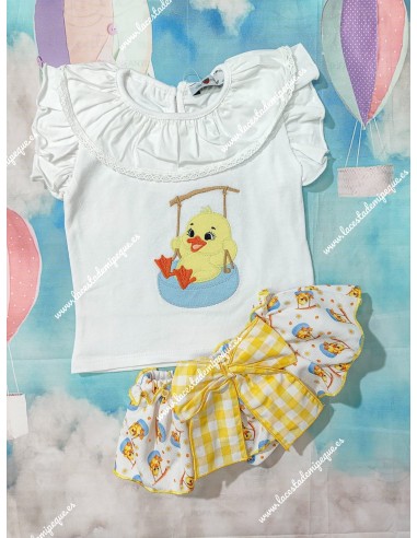 Conjunto Faldita Patito Columpio Vichy Amarillo