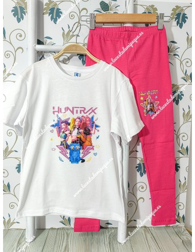 Conjunto Leggings Huntrix Blanco-fucsia