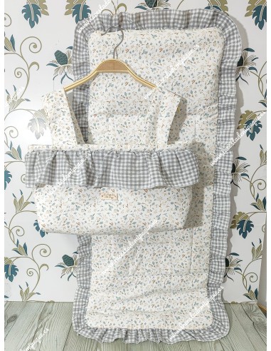 Bolso minibag volante Cremallera y Funda Universal Flores Camel Volante Vichy Gris Cuadros-P