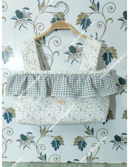 Bolso minibag volante Cremallera y Funda Universal Flores Camel Volante Vichy Gris Cuadros-P