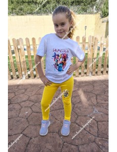 Conjunto Leggings Huntrix Blanco-Amarillo