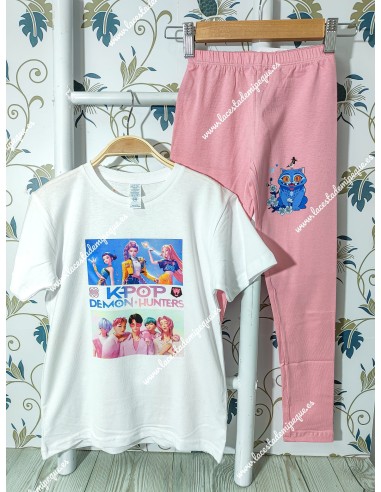 Conjunto Leggings Huntrix Blanco-rosa