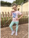 Conjunto Leggings Huntrix Rosa-verde agua