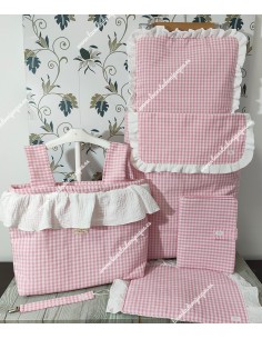 Saco Capazo Desmontable Vichy rosa Cuadros-P y Bambula con interior de algodón 2