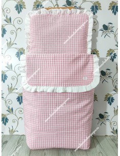 Saco Capazo Desmontable Vichy rosa Cuadros-P y Bambula con interior de algodón