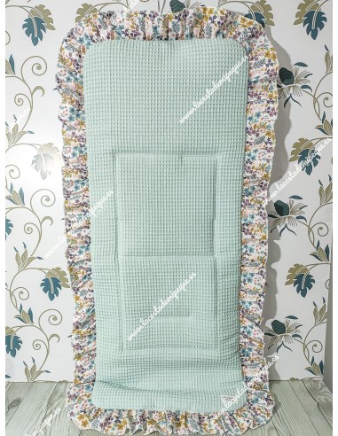 Funda Universal Waffle Verde Agua volante flores otoñales rosa