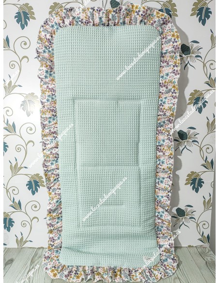Funda Universal Waffle Verde Agua volante flores otoñales rosa