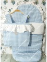 Pack Bolso y Saco Universal Vichy celeste Cuadros-P Combi Bambula Blanca