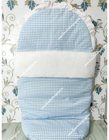 Saco Universal Vichy Celeste Cuadros-P Combi bambula blanca