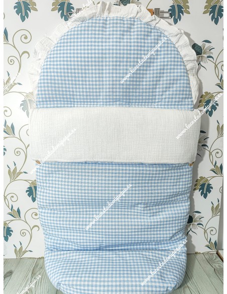 Saco Universal Vichy Celeste Cuadros-P Combi bambula blanca