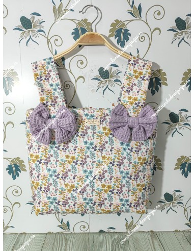 Bolso Pocket Cremallera Flores Otoñales Rosa y dos Lazos