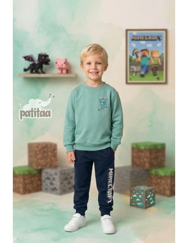 Chandal Entretiempo Minecraft Verde-Marino