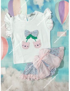 Conjunto Faldita Cerezas Rayas