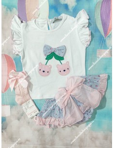 Conjunto Faldita Cerezas Rayas 2