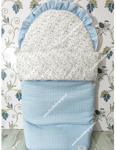 Saco Universal Waffle celeste Combinado con tejido en Flores Camel