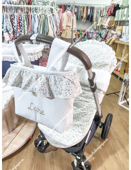 Saco Universal Flores Camel Combi Plumeti blanco