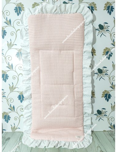 Funda Universal Waffle Rosa Volante plumeti blanco