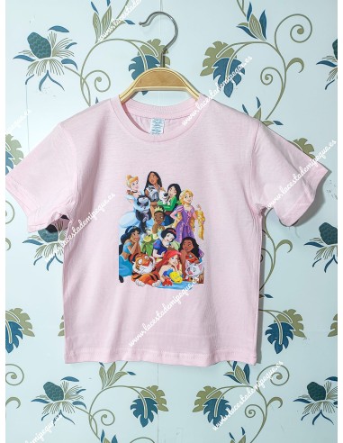 Camiseta manga corta rosa estampada