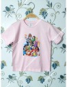Camiseta manga corta rosa estampada