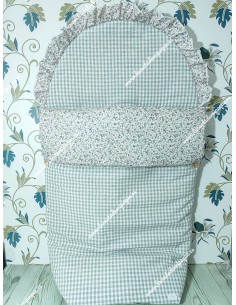 Saco Universal Vichy gris cuadro pequeño Combinado con flores morado y gris