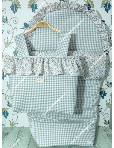 Pack Bolso y Saco Universal Vichy Gris Cuadros-P Combi Flores Morado y Gris