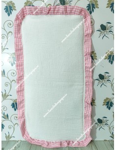 Colchoneta Capazo Universal Bambula Blanca Volante Vichy rosa Cuadros-P