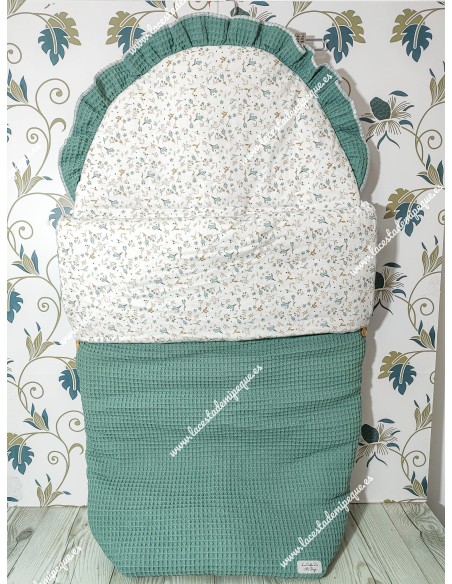 Saco Universal Waffle Verde Jade Combi Flores Camel