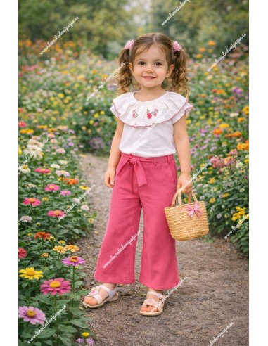 Conjunto Camiseta Baberola y Palazzo Fucsia