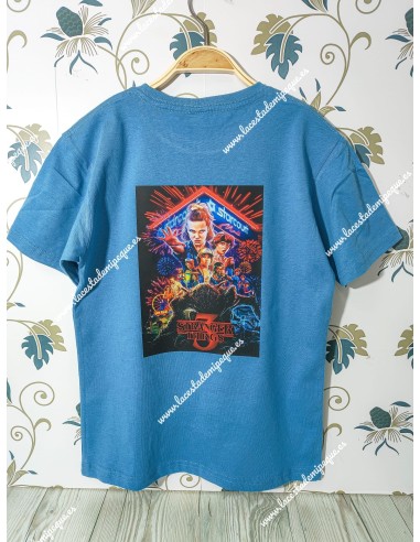Camiseta manga corta básica azul petróleo