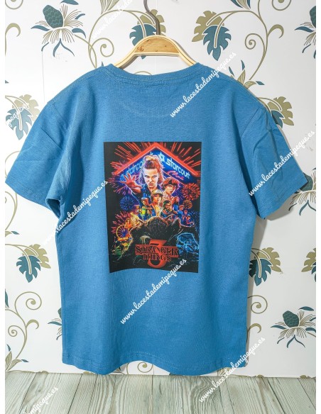 Camiseta manga corta básica azul petróleo