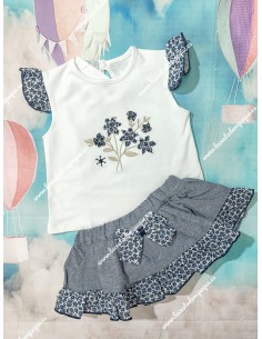 Conjunto Faldita Flores Denim