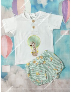 Conjunto Pololo Jirafa Globo Rayas Verde