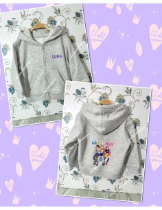 Sudadera Capucha gris Básica K-Pop con nombre modelo 3