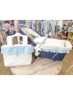 Saco Capazo Desmontable Wafle Beige, Waffle Celeste y Bambula Blanca 2