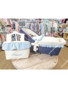 Pack Bolso, Cubrecapazo y Saco Desmontable Waffle Beige Combinafo con Waffle Celeste además de bambula blanca 2