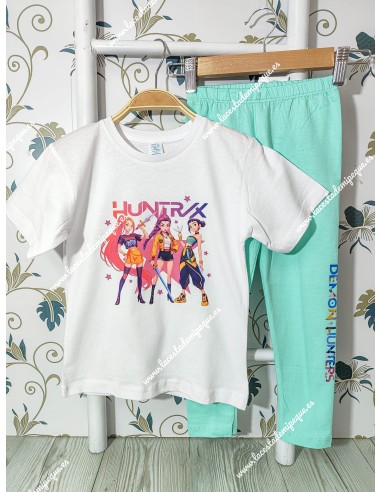 Conjunto Leggings Huntrix Blanco-verde agua
