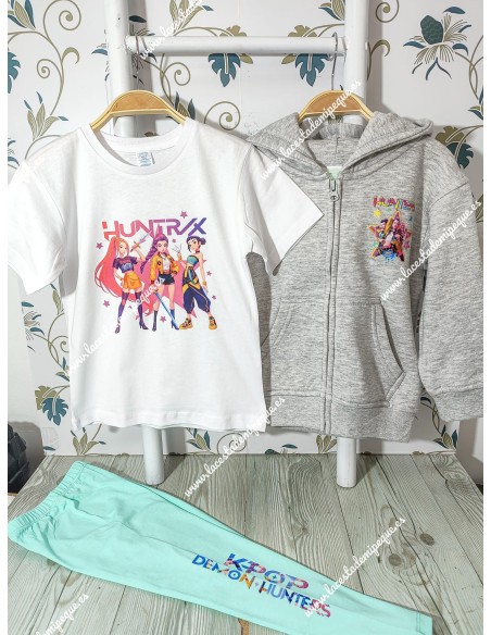 Conjunto Leggings Huntrix Blanco-verde agua