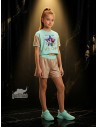 Conjunto Short Huntrix Verde Agua Gold