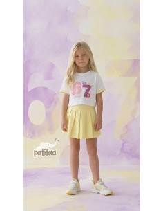 Conjunto Falda Pantalón Tablas Six Seven Blanco-Amarillo