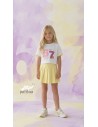 Conjunto Falda Pantalón Tablas Six Seven Blanco-Amarillo