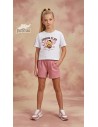 Conjunto Short Osito Tenis Blanco-Rosa
