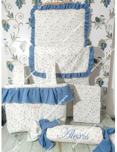 Cojín antivuelco o caramelo Flores Camel Lazos bambula azul 2