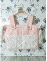 Bolso Pocket Cremallera Waffle Rosa Bolsillos y Lazos Flores Camel