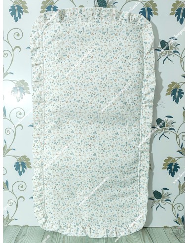 Colchoneta Capazo Universal Flores Camel volante alrededor bambula blanca