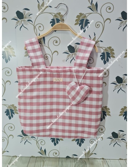 Colgante Corazón Vichy Maquillaje Cuadros-M Para Bolsos