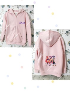 Sudadera Capucha rosa Básica K-Pop con nombre