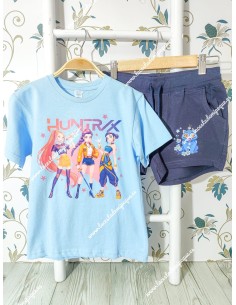 Conjunto Short Huntrix Celeste-Marino